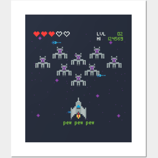 Retro Space Arcade Video Game Posters and Art